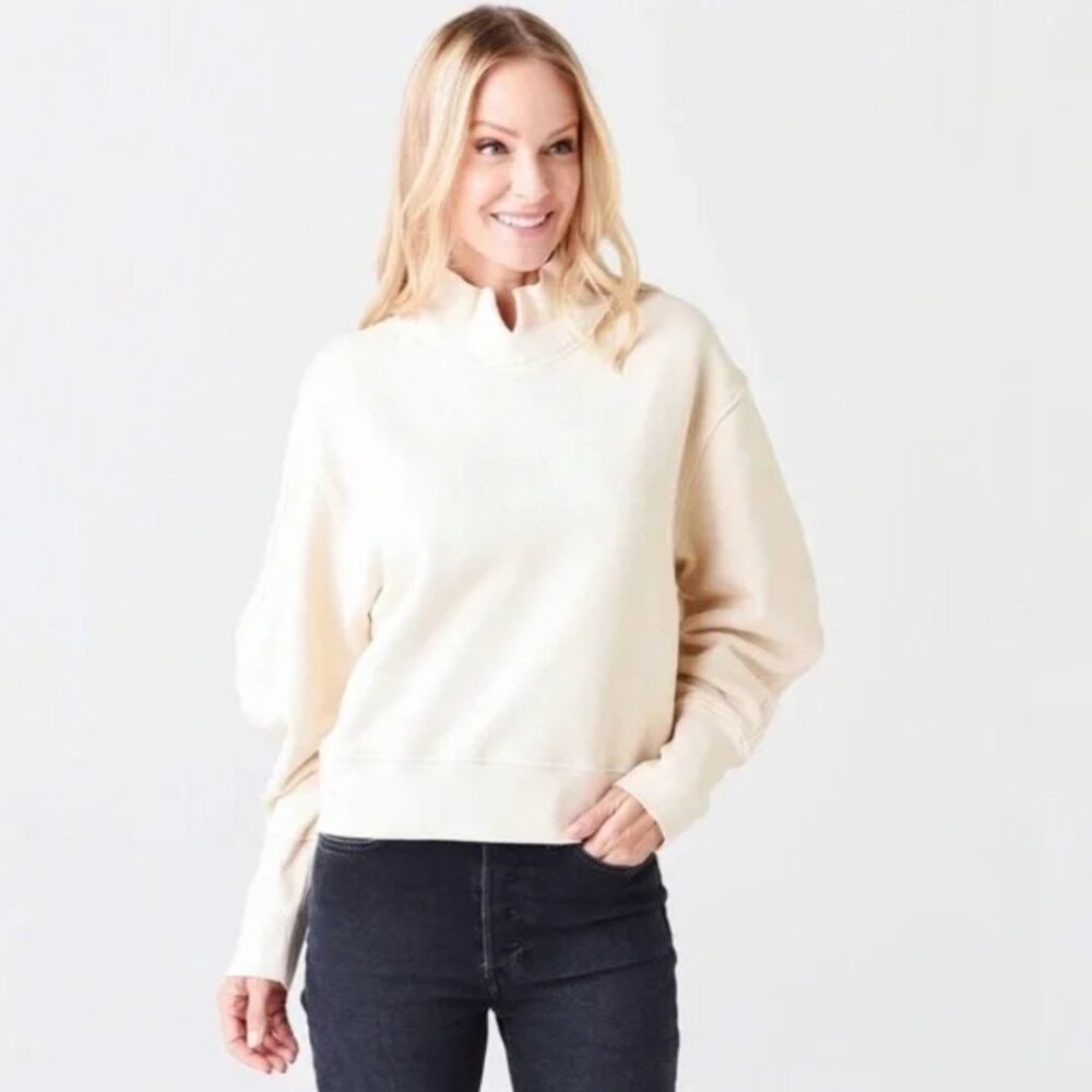 Citizens Of Humanity | Melina Cotton Mockneck Collared Sweatshirt Beige Cream XS